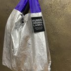 作品レジ袋型エコバッグ☆パープル☆マチ20センチ☆デュポンTMタイベックⓇ製シルバー