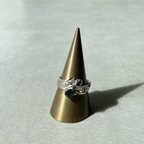 作品Vintage 80s USA retro green×crystal bijou ring レトロ アメリカ ヴィンテージ アクセサリー グリーン×クリスタル ビジュー リング