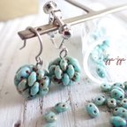 作品【復刻】beads earrings ＊ turquoise ball mini