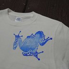 作品カエルTシャツ / ひっくりカエル　バニラホワイト　■ Frog T-shirt