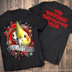 作品カンウ＆チークス オカメインコ メタルバンドTシャツ ブラック