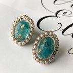 作品★SALE★3300円➡2600円【アパタイト】カボションピアスorイヤリング＊ アミュレット＊クリアレジン 双子座守護石座 誕生石