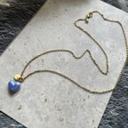 作品amane Blue vintage heart earrings necklace