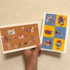 作品オリジナル☆ 夏の貼り絵ポストカード  ２枚セット