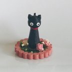作品小さなお庭と黒猫オブジェ