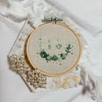 作品ひなまつり 刺繍パネル グリーン