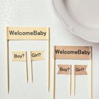 作品ジェンダーリビール ケーキトッパー ピック Welcome Baby Boy？Girl？