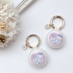 作品【イニシャルパーツ付き】シンプルで小ぶりな♡マタニティキーホルダー /  マタニティマーク /  マタニティロゼット　/  シンプル / マタニティ