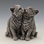 作品英国William Comyns 2匹の子猫 純銀張り彫刻 フィギュリン 178g