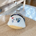 作品コロンとした猫刺繍のがま口小銭入れ