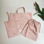 作品𖦊ັお得な入園入学3点セット 𖦊ັ さくらんぼ刺繍 𖦊ັ ピンクの入園入学に便利なセット