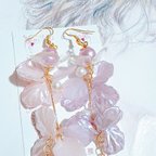 作品桜カラーリーフ/ジャラジャラ/ピアス/イヤリング