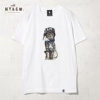 作品with NYAGO Tシャツ 半袖 猫 グラフィックシャツ tシャツ［ パイロット ソラちゃん キジトラ おすまし ホワイト 1009 ］