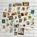 作品ヴィンテージ海外使用済み切手（お花柄）40枚