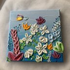 作品20×20cm   under the sea  Flower texturedart フラワーアート　テクスチャーアート　花束　インテリア　ウォールアート　韓国　アートフラワー