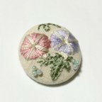 作品夏　朝顔　アサガオ　お花　くるみボタン　刺繍ヘアゴム　