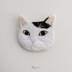 作品【限定1点】猫刺繍のブローチ　Mint