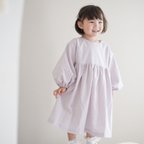 作品《80〜130cmオーダー可》 スモーキーラベンダーのぽわん袖ワンピース 女の子 おしゃれ かわいい 大人っぽい 子供服 バルーン袖 無地