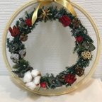 作品刺繍枠アレンジ  クリスマスリース 