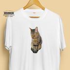 作品【半袖/長袖】オシャレおもしろTシャツ「眠そうな猫」