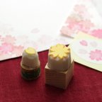作品桜の花の消しゴムハンコ・インク・シールミニ封筒カードセット