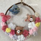 作品壁掛け⭐︎春のお花と動物たち🧸　リース　インテリア