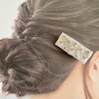 作品【新作】白い小花がかわいいインド刺繍リボンのヘアクリップ