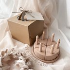 作品T001 【 Wooden Cake 】 木製ケーキ バースデーケーキ cake box付き　