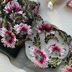 作品セール❣  1m  花柄 豪華刺繡 チュールレース  ハンドメイド生地　はぎれ 素材　