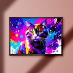 作品【A4額付き】にゃんこ 猫 ネコ ねこ キャット ペイントアート ボップアート ペットショップ 雑貨 ポスター