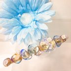 作品レジン うる艶 【夢色透明石】10cmヘアクリップ  ブルー系  