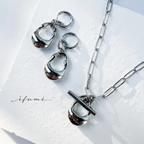 作品【ifumé】ゴロンとしたドロップのネックレス＆ピアス（イヤリング）SILVER Set サージカルステンレス