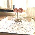 作品桜　揺れる　パール　ピアス　ピンク　春　チェーン　ゴールド