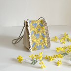 作品【受注生産】 斜めがけにも！2way canvas mini bag （ミモザbeige）