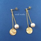 作品まあるいピアス cotton pearl × gold