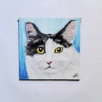 作品ポップでKawaiiチョークアートの白黒猫(14.5cm四方)