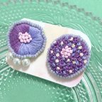 作品春のkotsubu◎purple 刺繍ピアスorイヤリング