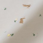 作品刺繍生地 【おさんぽうさぎ/キナリ】 カットクロス 綿ポリ