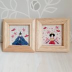 作品🎀新作🎎おひなさま🎎　刺繍フレーム 節句 ミニフレーム インテリア雑貨 飾り ひなまつり