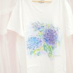 作品手描きTシャツ（紫陽花）