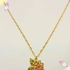 作品３輪💠お花チャームゴールドロングネックレス②