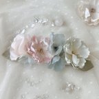 作品ピンクと水色の薔薇バレッタ