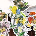 作品PVC半透明！庭のな花　可愛いキノコ　多肉　蝶々♡水彩フレークシール