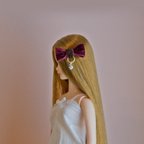 作品ベロアリボン　ヘアアクセサリー　ワイン《NR-113》　【22～27cmドール用　小物】