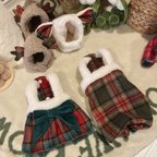 作品【クリスマスタータンチェックワンピース&ロンパース】 クリスマス / 犬服 / ハンドメイド / 秋冬 / いぬふく / ドッグウェア / ペットウェア / ドレス / Christmas