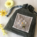 作品オリジナル刺繍入り🌼巾着ポーチ