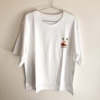 作品たまごとお肉 面白ドルマン風ビッグシルエットTシャツ ホワイト(半袖Tシャツ)