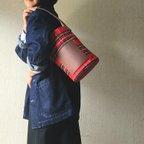 作品bucketbag 【red check×brown leather】