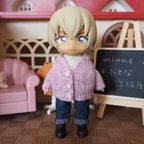 作品シンプルカーディガン(ピンク・ポケットあり)＊ねんどろいどどーる・オビツ11・ミキちゃんマキちゃん＊アウトフィット