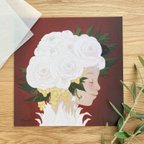 作品【2023年1月新作】白いバラの女の子【雪しろ】飾るだけで物語の世界へ♪手軽に飾れる20×20cm正方形のインテリアポスター